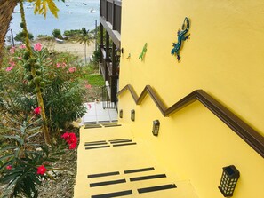 Your Private Staircase Down To Coral Bayside  Studio w/ Motion & Solar Lighting.