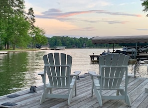 Safe, private cove off large dock from which to enjoy the lake views