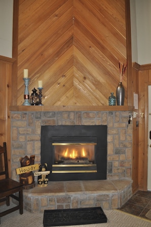 Cozy gas fireplace for cold nights.