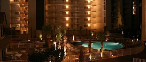 Pool area at night