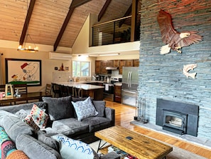 Living room and fireplace