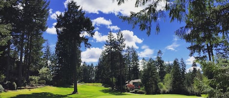 View of Alderbrook Golf Course from the deck. 