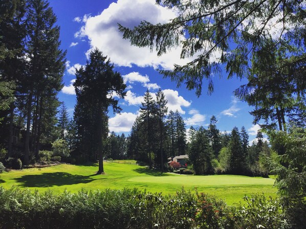 View of Alderbrook Golf Course from the deck. 