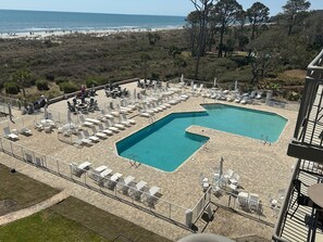 2025! New Shared Pool View from Villa Balcony With New Fire-Pit Lounge Addition 