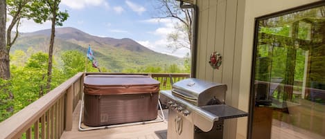 Gas grill for a quick meal and then maybe a dip in the hot tub.