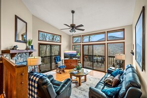 Clean and uncluttered living room.