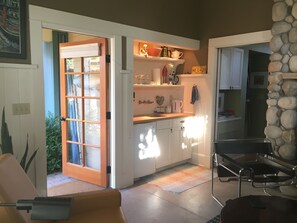 Under counter refrigerator and microwave. 