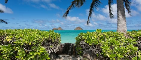 The famous Mokulua islands are right out front of the home. 