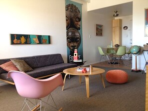 Living room, dining area