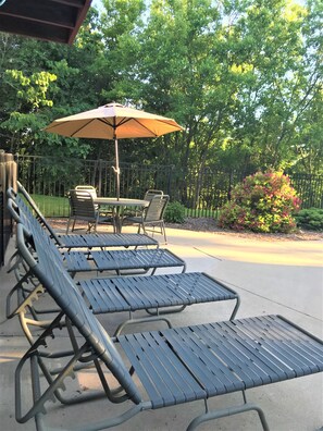 Plenty of poolside seating for sunning and relaxing. 

