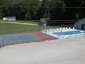 Tennis court/basketball/ Pool area