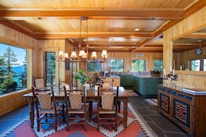 Dining Room  Open Floor Plan with view of the Lake  Seats 8