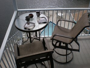 Deck over looking the pool and the lake.