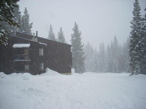 Back door of our condo! Ski right in and out... fun! HIghest condo up mountain!