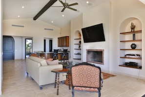 Living Room off Kitchen with Wet Bar 