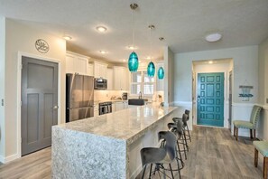 Water fall quartz countertop! Gorgeous!