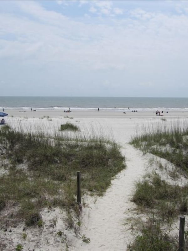 View of beach at end of the beach path. Beach is only a block from our villa!