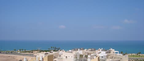 Beautiful view overlooking the Mediterranean Sea from our balcony.