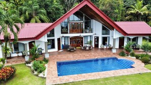 Large terrace on the ocean side of the house provides room for relaxing