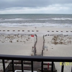 view of the beach from the balcony