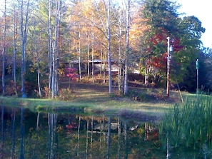 cabin & pond in Fall

