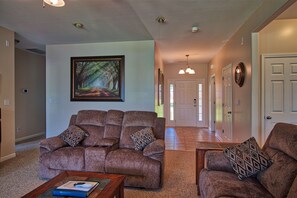 view from living room toward front door