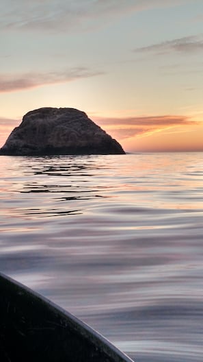Pilot Rock, just outside the bay, and at sunset of course