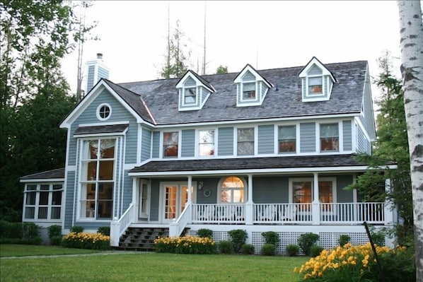 Lakeside view of cottage