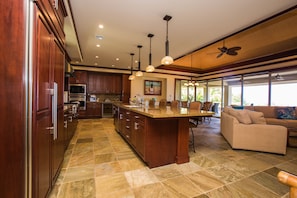 Enjoy cooking in this beautiful gourmet kitchen with Wolf gas six burner cooktop
