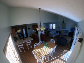 Openish concept with Kitchen, Dinning, Living, and game area on main floor.