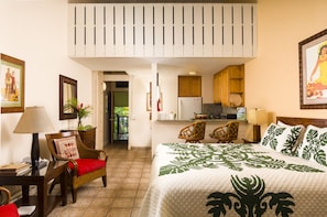 Sleeping area looking toward entry and kitchen