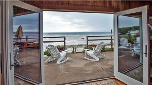 View from living room after opening up french doors
