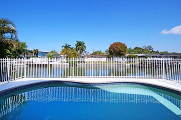 Large Pool on a wide canal that leads to Estero Bay