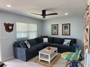 Living room with water view
