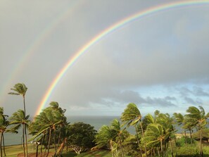 Double Rainbow during this brief passing rain storm.