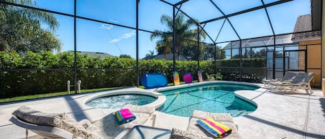 Welcome to your private 5 star vacation!  Heated, screened in pool and spa!