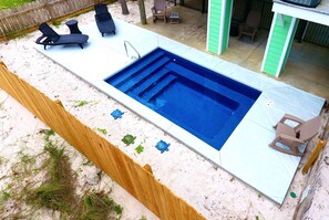 Plunge pool is perfect after sunny beach days or to enjoy the warmth in winter.