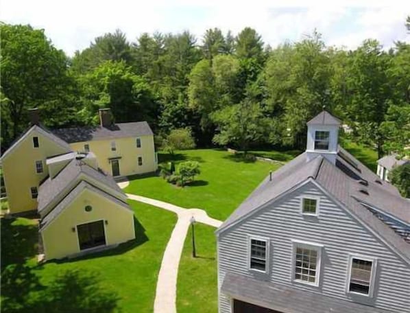 Looking at Arundel Farm from above with the Carriage House on the right.