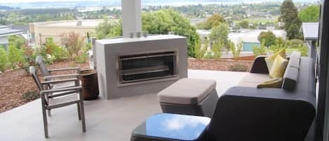 Covered patio with outdoor heater