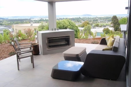Covered patio with outdoor heater