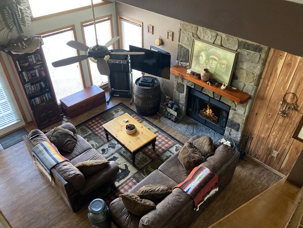 Birdseye view of the cozy living area