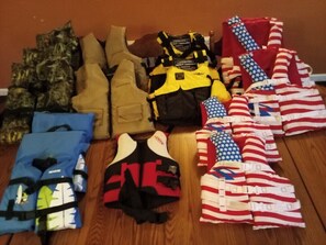 life jackets stored in basement
