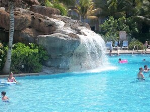 One of two waterfalls in the complex.There is a waterside too
