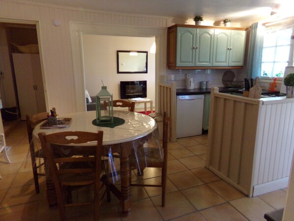 Kitchen area leading to living room