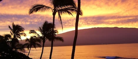 Sunrise over Haleakala from our lanai. 