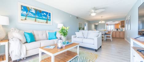 Bright and beachy living area!