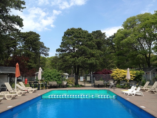 Our outdoor heated salt water pool open Memorial Day to Columbus Day