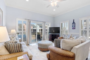 Cozy living area with smart tv for your enjoyment