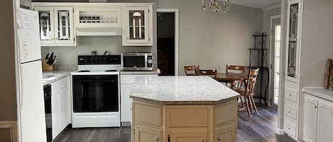 Kitchen with new granite counter tops