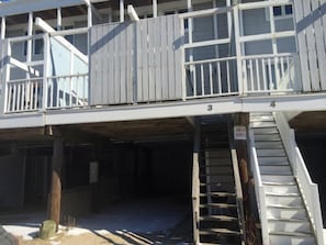 Bayside rear of unit, carport and deck